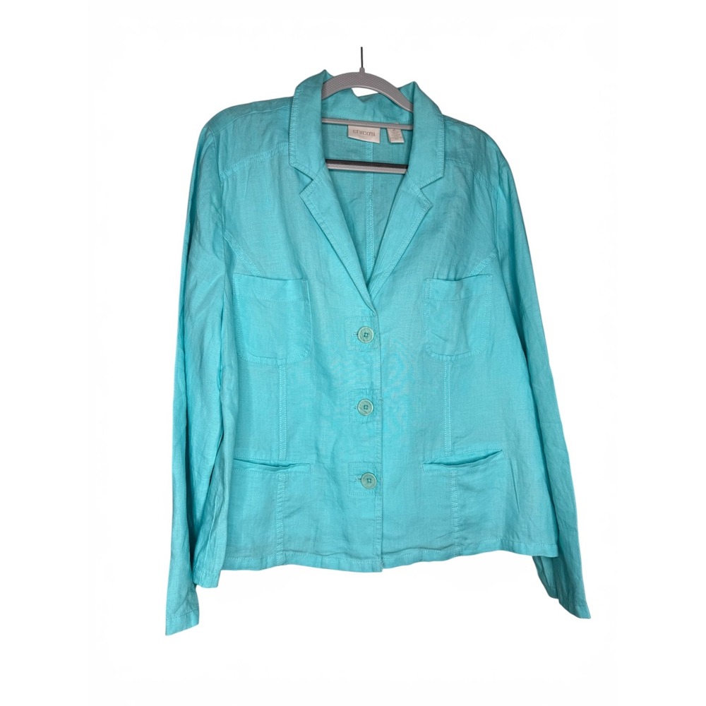 Chico's blue linen‎ blazer jacket